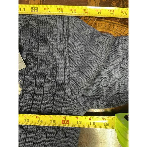 NWT Polo Ralph Lauren Womens Blue Cableknit V Neck Sweater Preppy Classic Work M - Picture 7 of 16